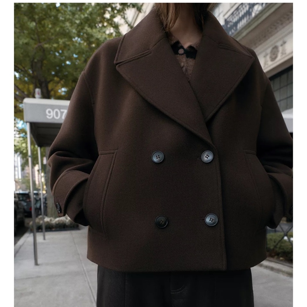 Zara Double-Breasted Short Coat - Picture 8 of 12
